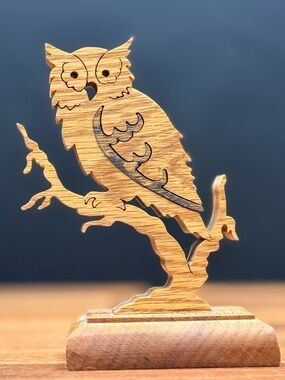 Handcrafted Wood Owl